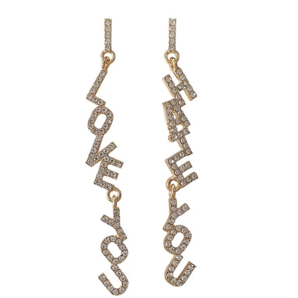 Cute & Stylish "I Love You" "I Hate You" Dangle/ Dangling Earrings Accessory